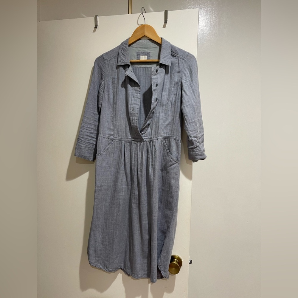 Poetry Lagenlook Wool Cotton Blend Shirtdress Shirt Mini Dress 4
